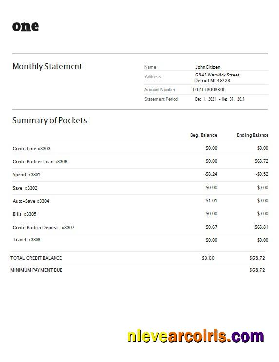 USA One bank statement Word and PDF, 4 pages